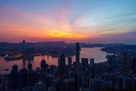 香港维多利亚港日出