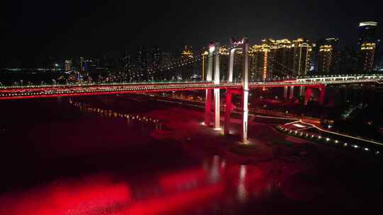 重庆夜景城市交通建筑航拍