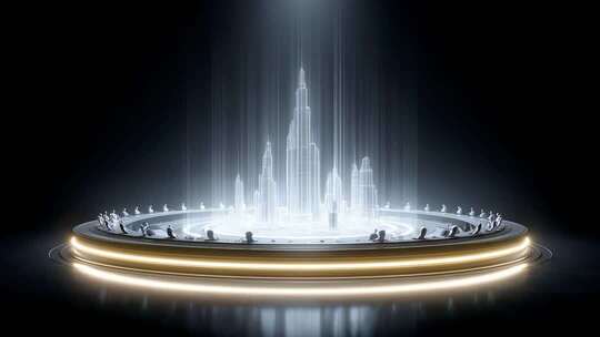 未来城市全息会议科技感十足