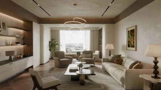 现代简约风格客厅室内场景