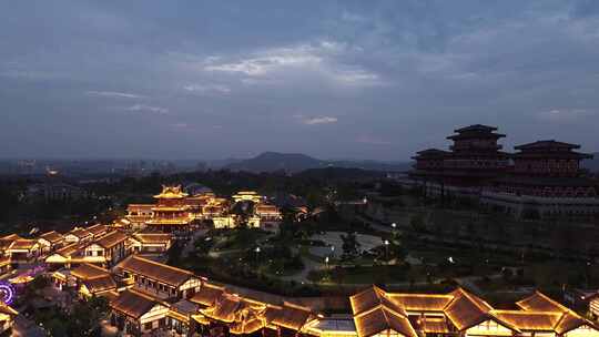 绵阳梓潼七曲山古韵建筑夜景