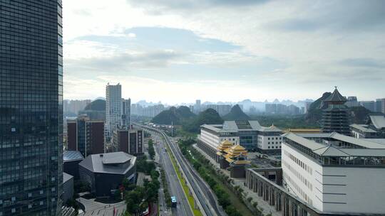 广西桂林市一院两馆城市环境视频素材模板下载