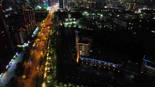 杭州下沙城市夜景文泽路