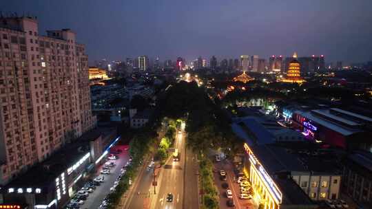 河南洛阳夜景航拍