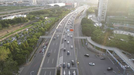 上海龙阳立交桥全景4K航拍视频素材模板下载