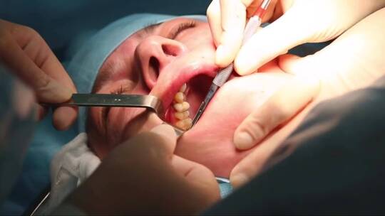 牙齿的治疗和修复。特写