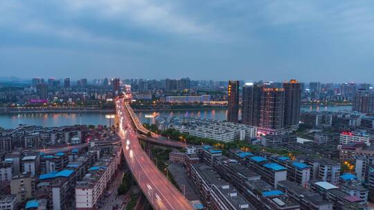 湖南衡阳湘江大桥日转夜延时摄影4k
