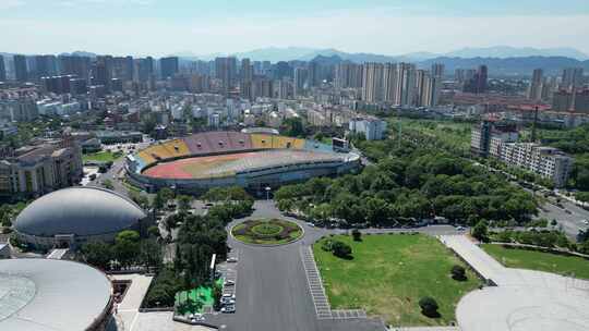 航拍江西宜春市体育广场