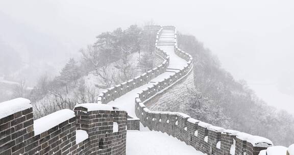 北京黄花城长城雪景4K拍摄