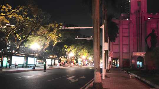 珠江夜景广州永安堂工人纪念碑