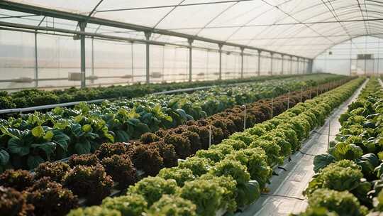 温室大棚内蔬菜种植场景
