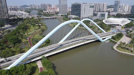 广州南沙蕉门桥航拍视频素材模板下载