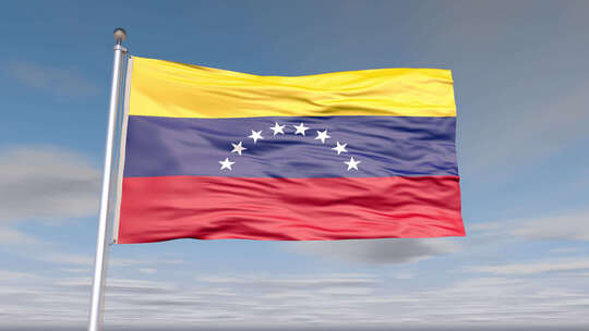 委内瑞拉国旗动画与天空和云