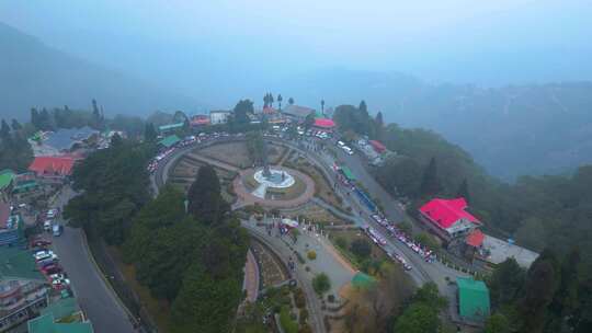 大吉岭景观茶园和巴塔西亚环路大吉岭鸟瞰和