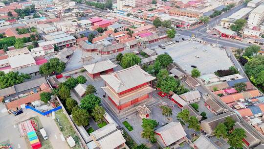 天津蓟县独乐寺观音阁寺庙木构古建筑航拍