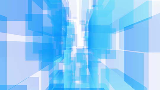 蓝色透明立方体粒子循环动画