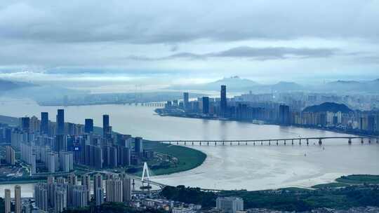 城市水墨画  航拍温州城市风景