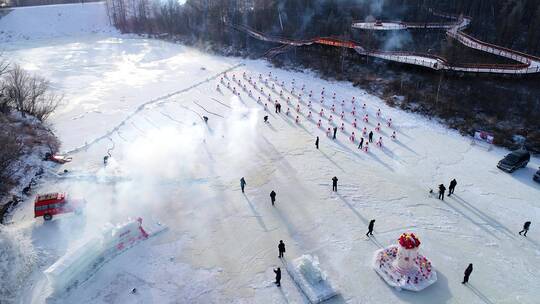 航拍冰雪节风光