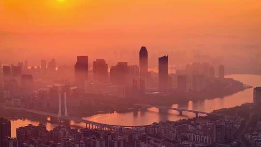 惠州惠城区城市日出航拍视频4K