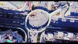 杭州市临安广场天桥航拍高清在线视频素材下载