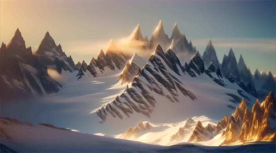 AIGC素材 雪山山峰之巅山脉风景