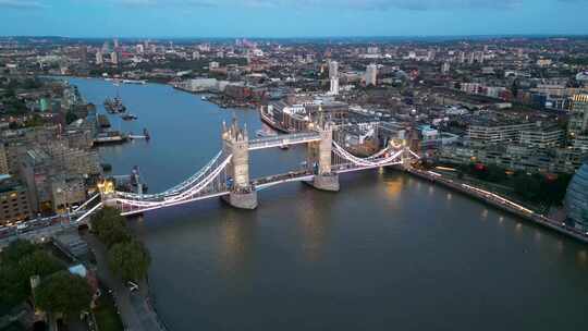 伦敦城市黄昏航拍视频素材模板下载