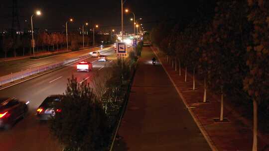 航拍 夜景 车流 跟车 跟拍 道路