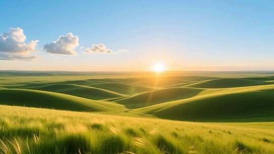 草原上升起不落的太阳4K