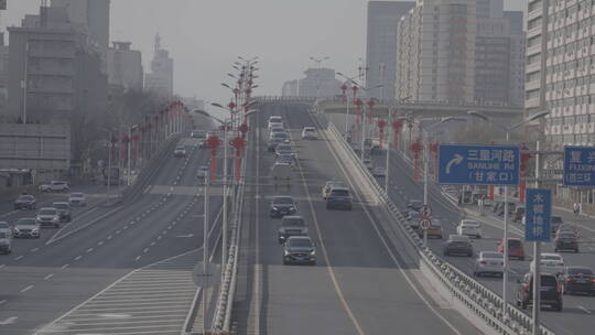 新年城市街道 过年热闹街道 街道灯笼