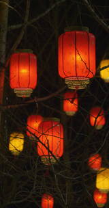 春节元宵节过年长廊灯笼游客拍照打卡