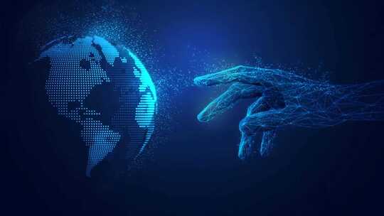 科技感手触虚拟地球画面