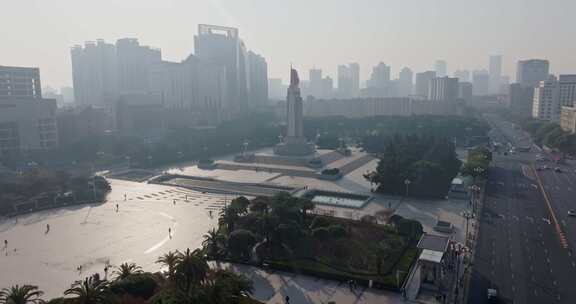 江西南昌八一广场城市建筑风光航拍