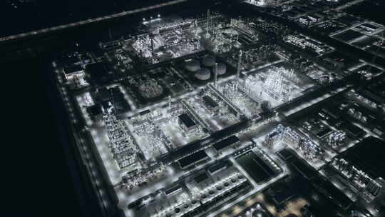石油化工厂夜景航拍