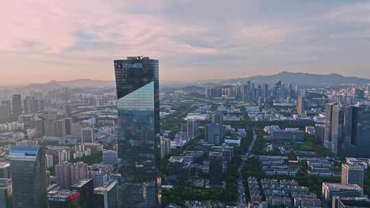 深圳南山汉京日落晚霞全景