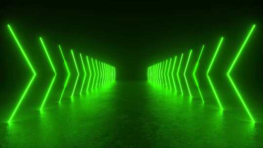 黑暗房间的绿灯隧道视频素材模板下载