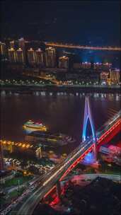 重庆_东水门长江大桥夜景_重庆邮轮