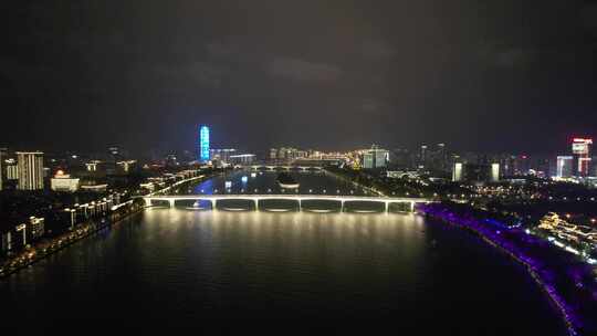 广西柳州城市夜景灯光航拍