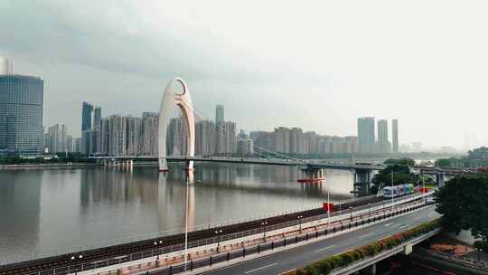 猎德大桥 珠江 广州 大桥 汽车 广州电轨车