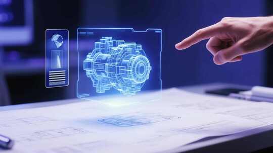 手指点击虚拟机械零件画面