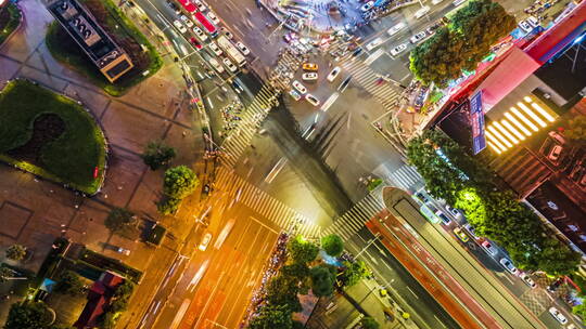 南宁朝阳商圈夜景航拍延时