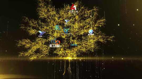 金色科技树企业合作展示AE模板