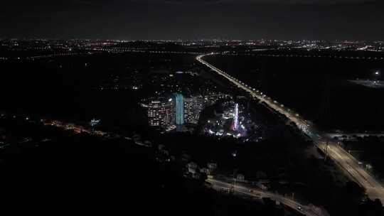上海佘山世茂洲际酒店与深坑秘境游乐园夜景视频素材模板下载