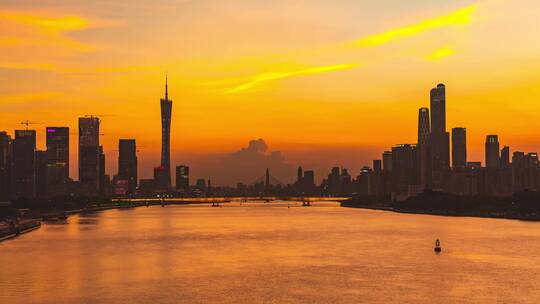 广州塔黄昏到夜景日落延时