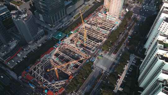 航拍建筑工地施工现场城市建设