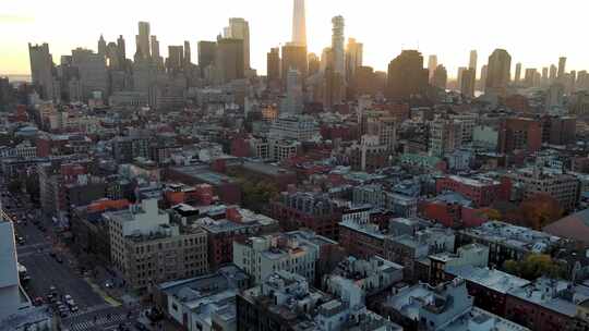 城市航拍纽约曼哈顿诺利塔地标摩天大楼日出