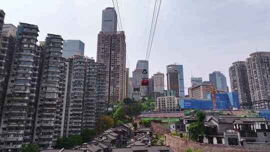 重庆索道长江索道航拍4K