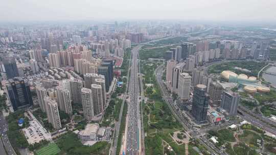 城市高空视角俯瞰全景