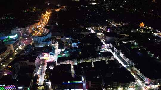 广西桂林城市大景夜景航拍