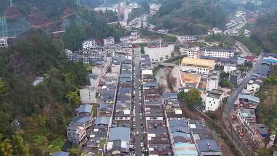 农村集贸市场菜市场农贸市场集市赶集航拍