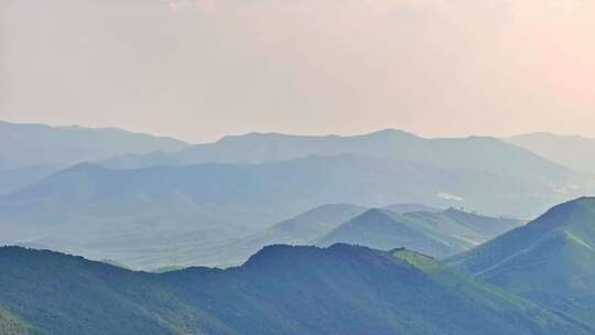 航拍夕阳黄昏山脉千里江山图群山火烧视频素材模板下载